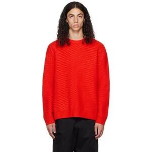 SOLID HOMME DIAGONAL Wool SWEATER RED Size IT 46 Minimalist Luxe